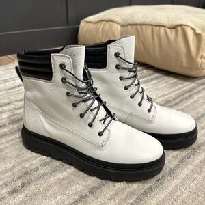 Timberland White and Black Lace Up Boots